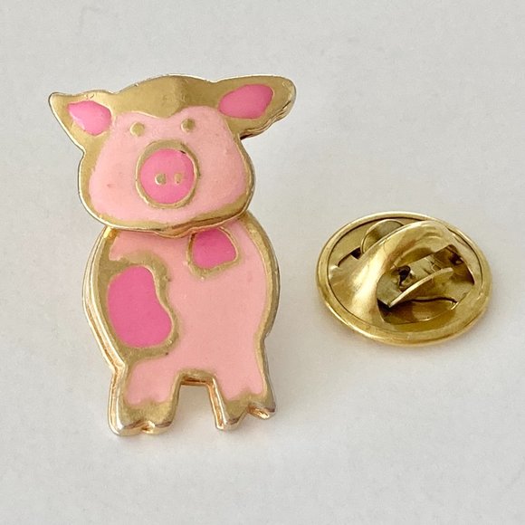 Vintage Articulated Pink Pig Lapel Pin Tie Tac Enamel Moving Head Estate Find - Picture 7 of 12